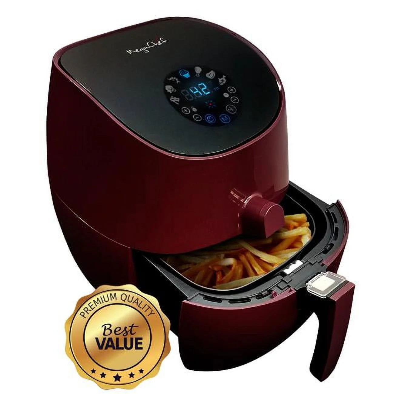 3.5 Quart Airfryer and Multicooker with 7 Pre-Programmed Settings in Burgundy