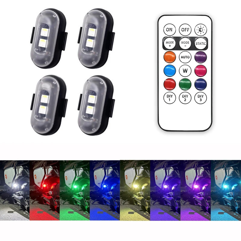 RGB Led Aircraft Strobe Lights Motorcycle Lights LED Flash Position Wireless Light Aircraft Airplane Helicopter Warning Lights