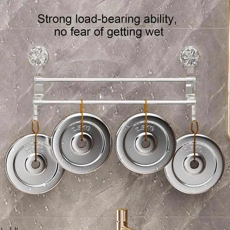 Dual-Layer Suction Cup Towel Rack | Stainless Steel Bath Towel Holder | Shower Door Towel Bar