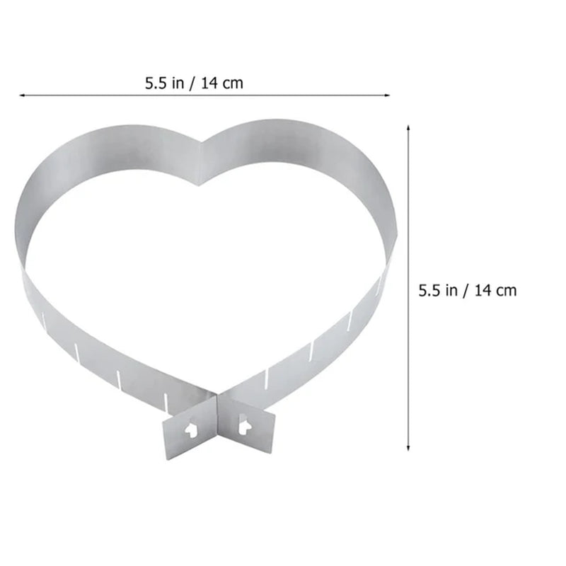 Adjustable Stainless Steel Cake Mold | Round & Heart Shapes | Cake Decorating & Baking Tools