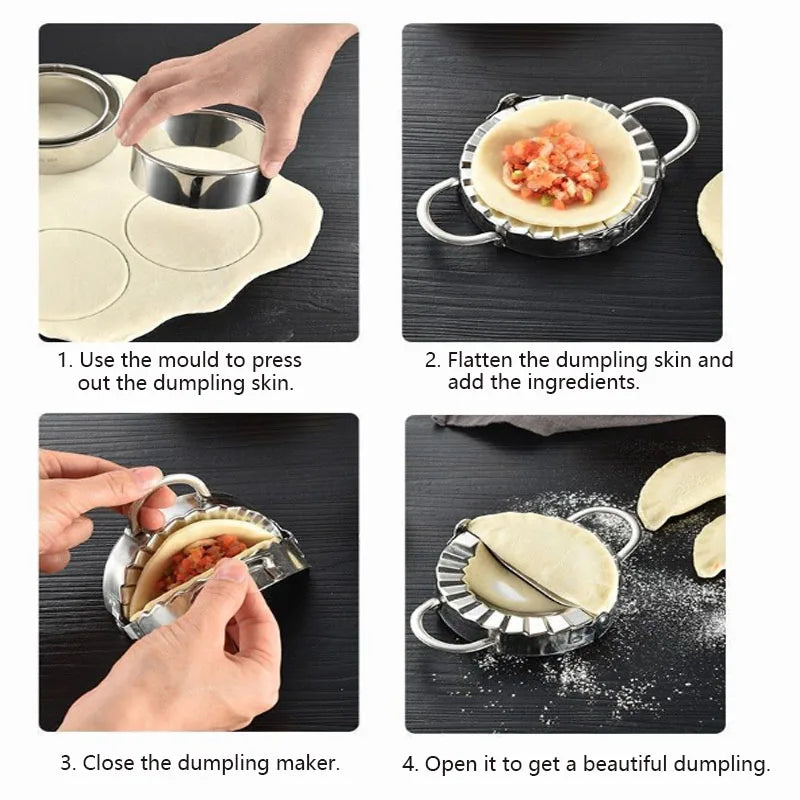 Dumpling Maker Stainless Steel Manual Dumpling Mold Press (Set of 3)