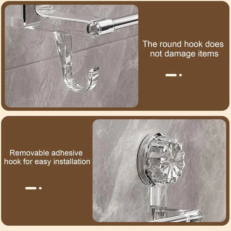 Dual-Layer Suction Cup Towel Rack | Stainless Steel Bath Towel Holder | Shower Door Towel Bar