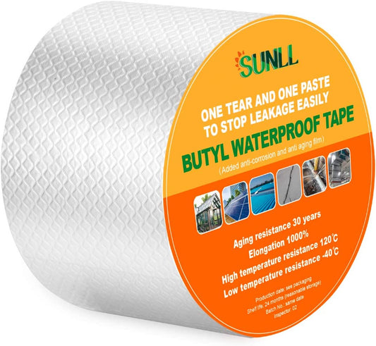 Butyl Sealant Tape 4" W X 33'L, Upgraded Leak Proof Waterproof Butyl Duct Strip for RV Repair, Window, Boat Sealing, Glass, Sun Room, Glazed Tile, EPDM Roof Patching, Silver