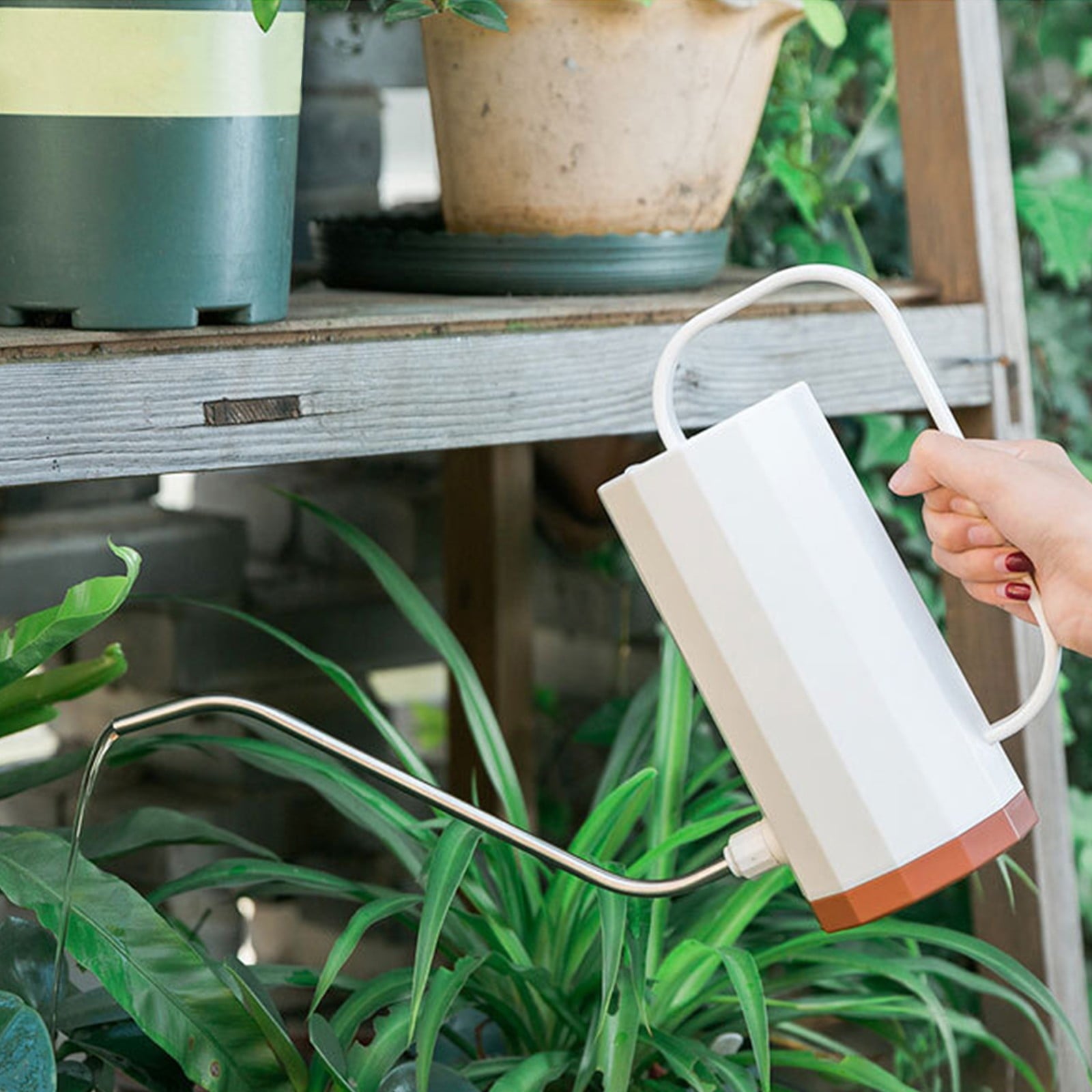 Plastic Watering Can with Long Spout (1.2L/40 Oz) for Garden Flowers