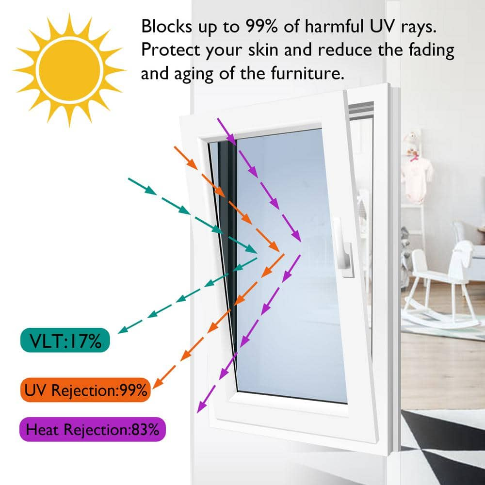 23.6 In. X 6.5 Ft. Adhesive Sun Blocking Privacy Window Film, Black