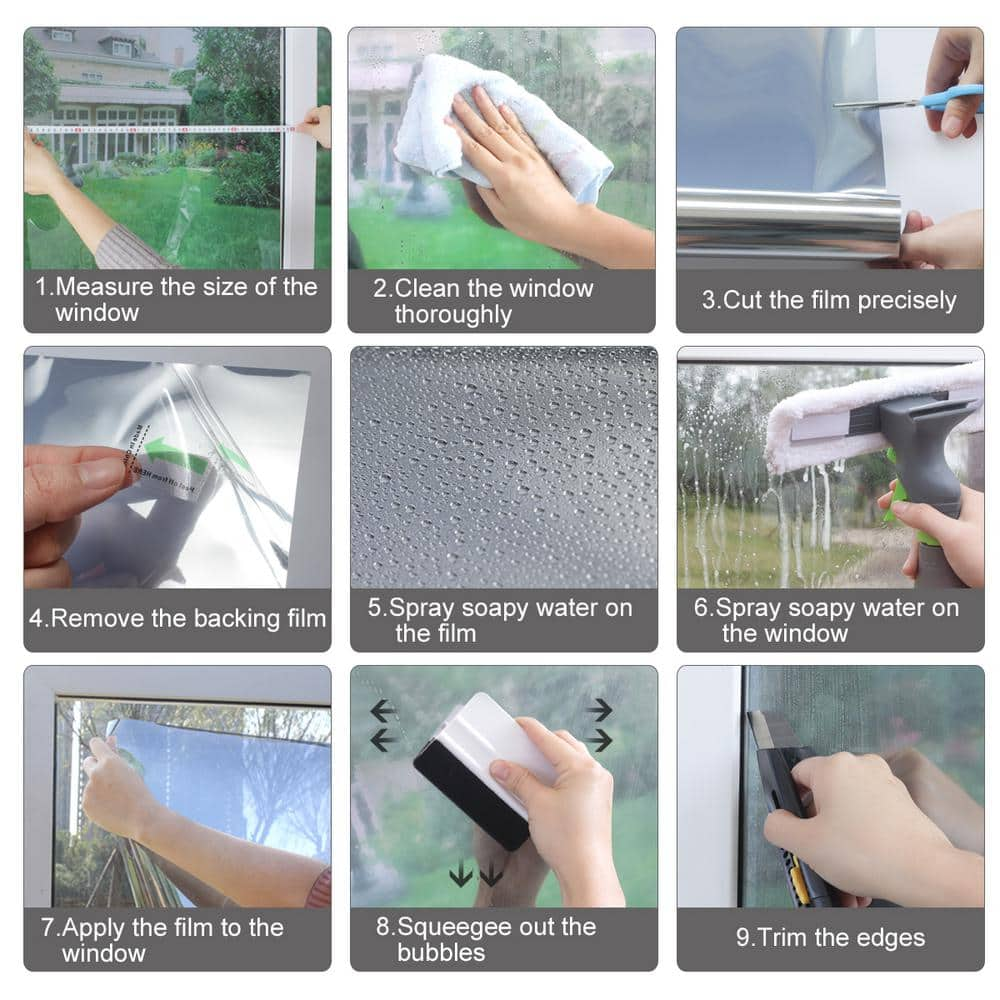 23.6 In. X 6.5 Ft. Adhesive Sun Blocking Privacy Window Film, Black