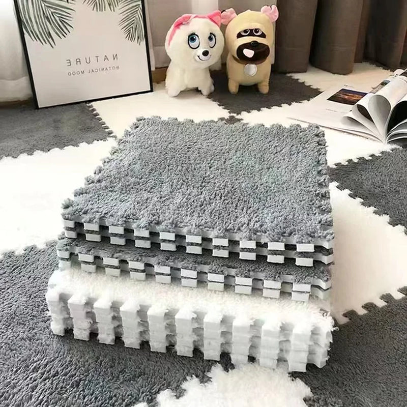 Fluffy Children'S Plush Puzzle Foam Floor Mat