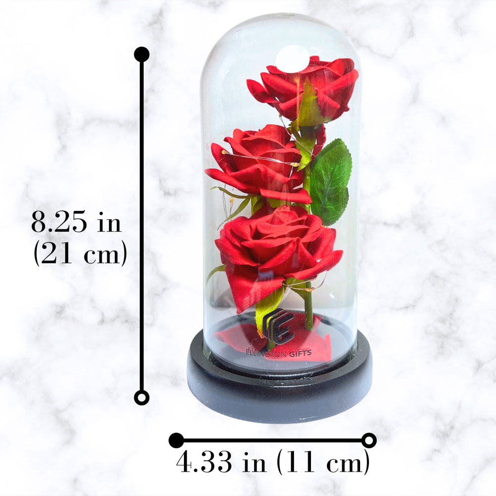 Artificial Rose Flowers Gift in Glass Dome with LED 