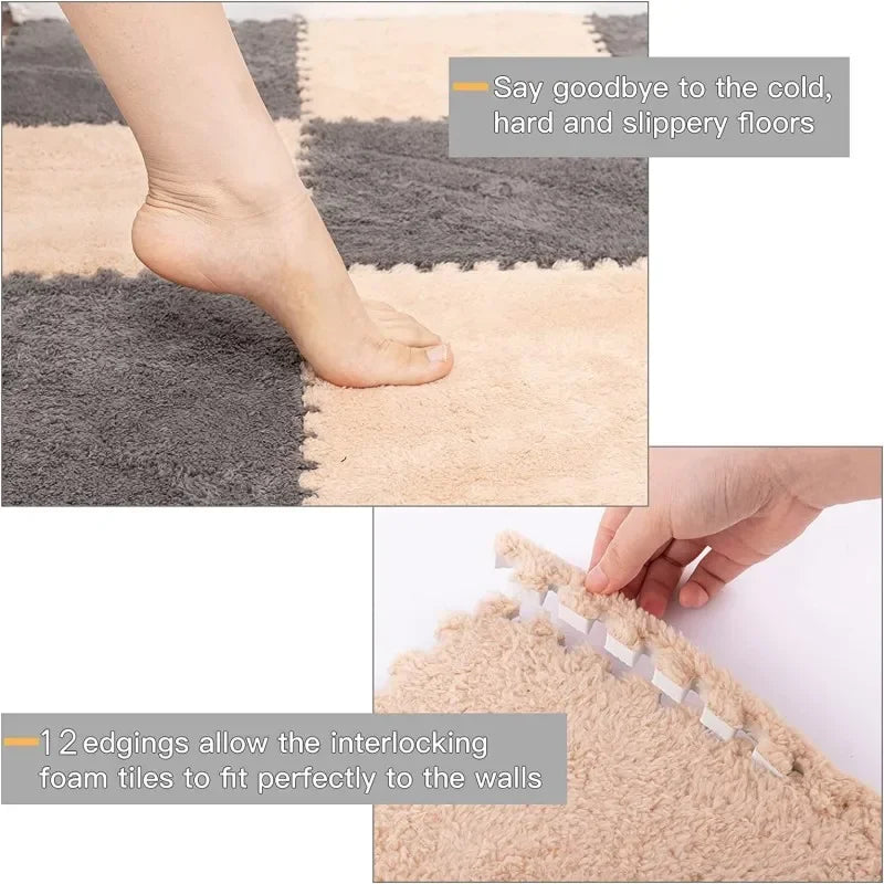 Fluffy Children'S Plush Puzzle Foam Floor Mat