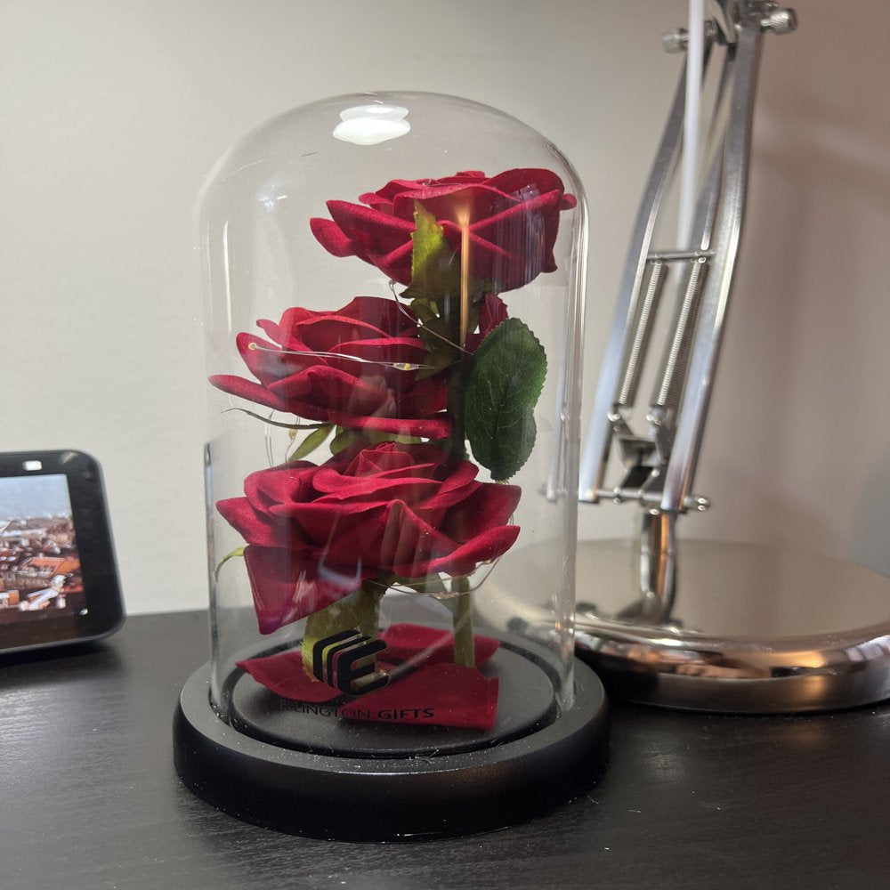 Artificial Rose Flowers Gift in Glass Dome with LED 